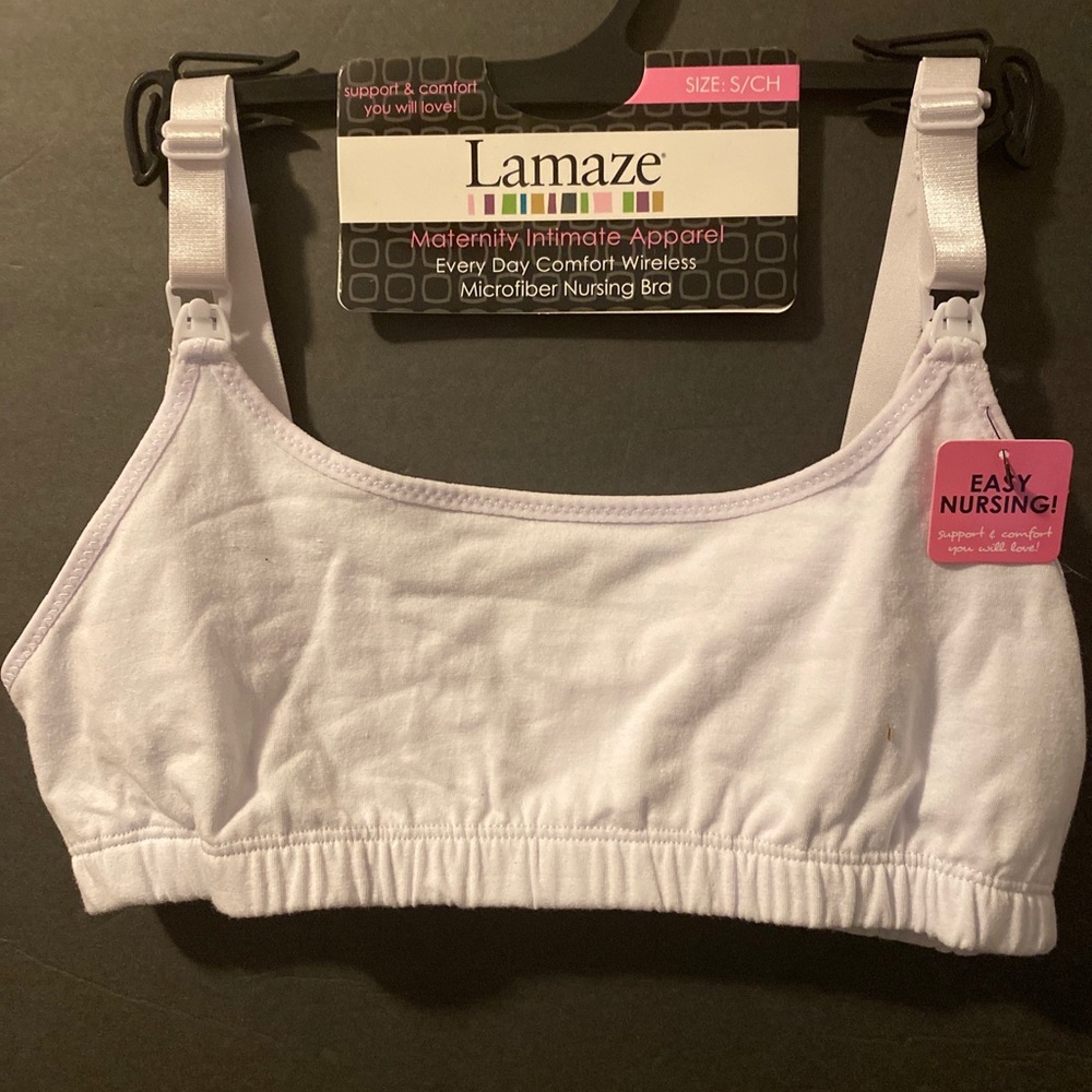 Lamaze Maternity Women's Seamless Comfort and Nursing Bra White Small